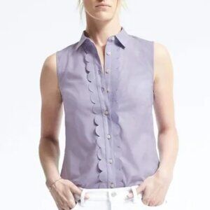 Banana Republic Sleeveless Riley Scalloped Button Down Shirt Size 4